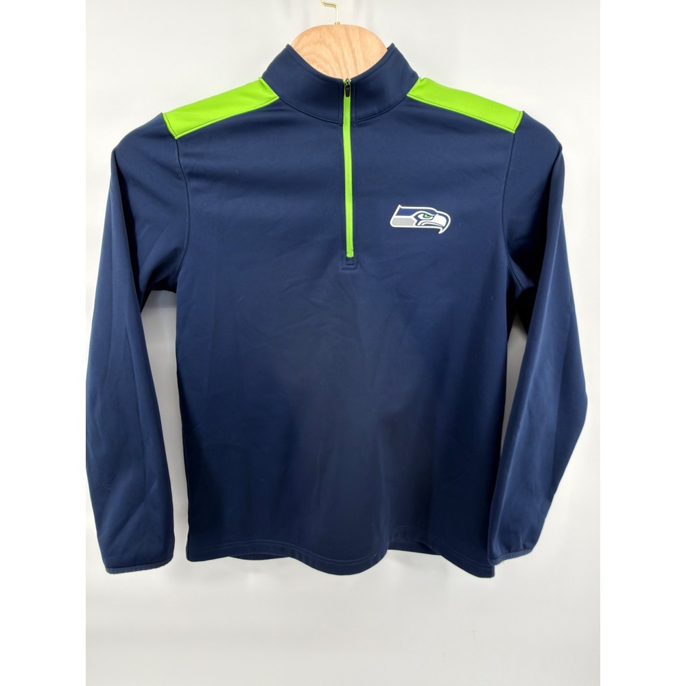 Seattle Seahawks NFL Team Apparel 1/4 Zip Pullover Jacket Mens Large Navy Green